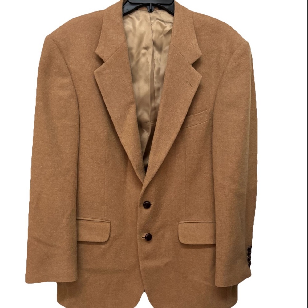 Lands' End Lambswool Camel Hair Sport Coat Mens 41 R Beige 2-Button Sport Jacket